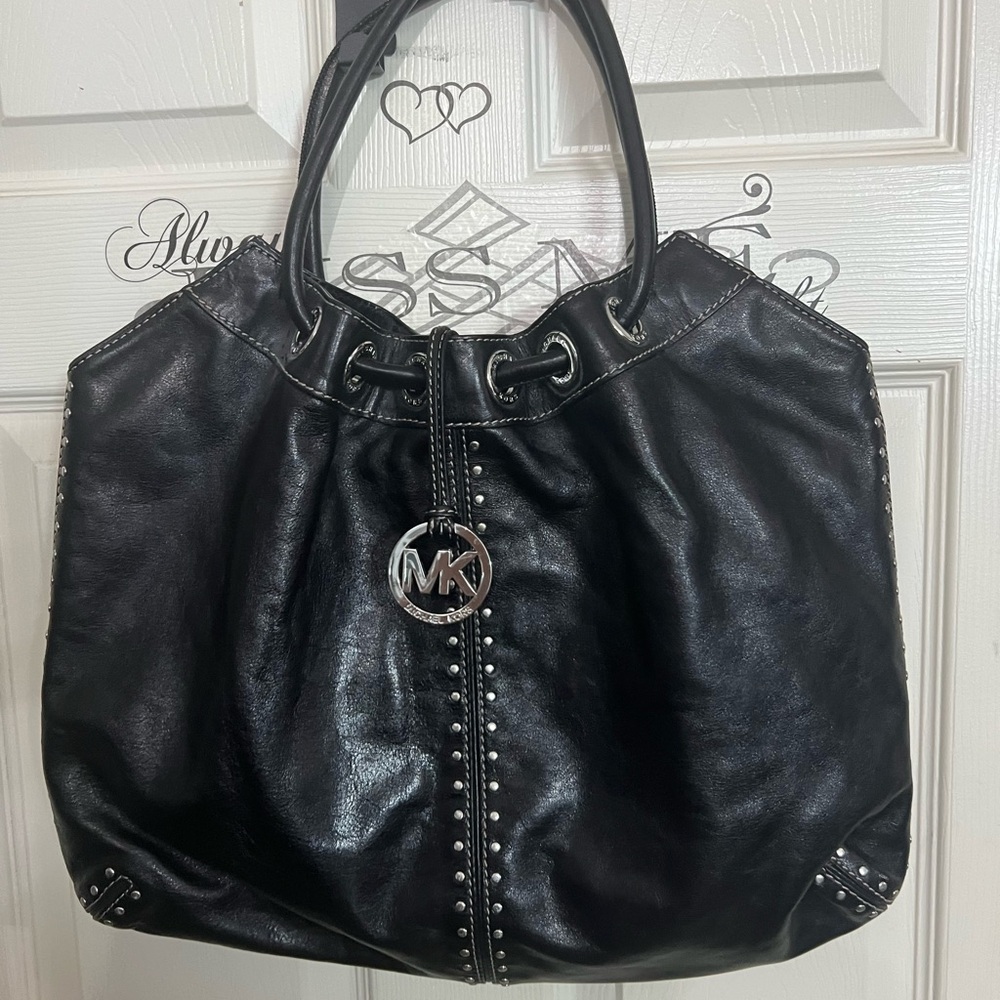 Michael Kors Black Tote with Silver Accents
